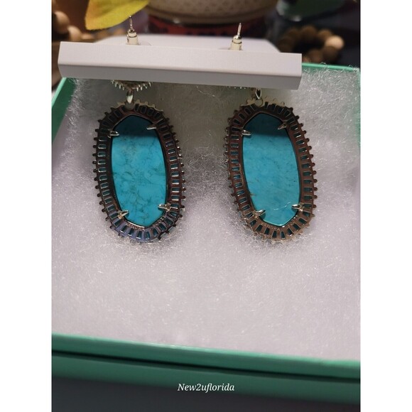 Vintage Kendra Scott Kaki Earrings Turquoise - Picture 13 of 14